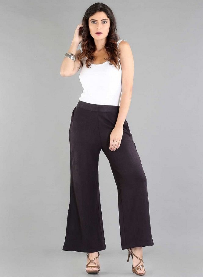 Buy Rinascimento Women Teal Solid Palazzo Trousers for Women Online | The  Collective