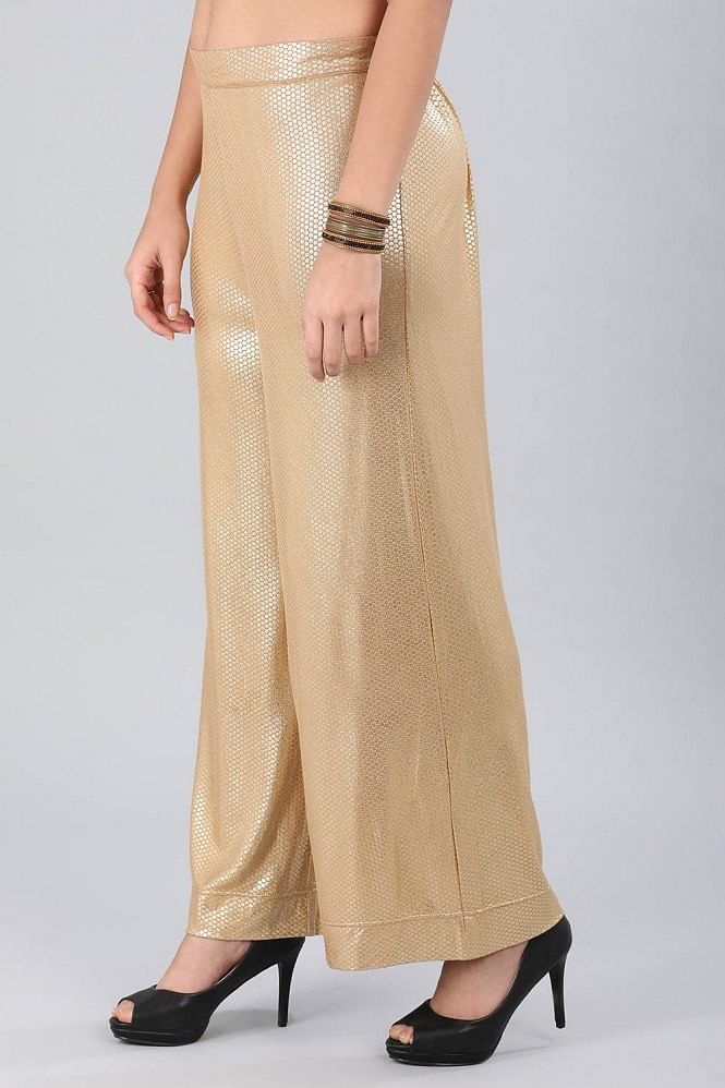 PINKSHELL PINK SHELL Shimmer palazzo With Gold Glittery Ankle Length palazzo,  golden shimmer/fency /trendy/party