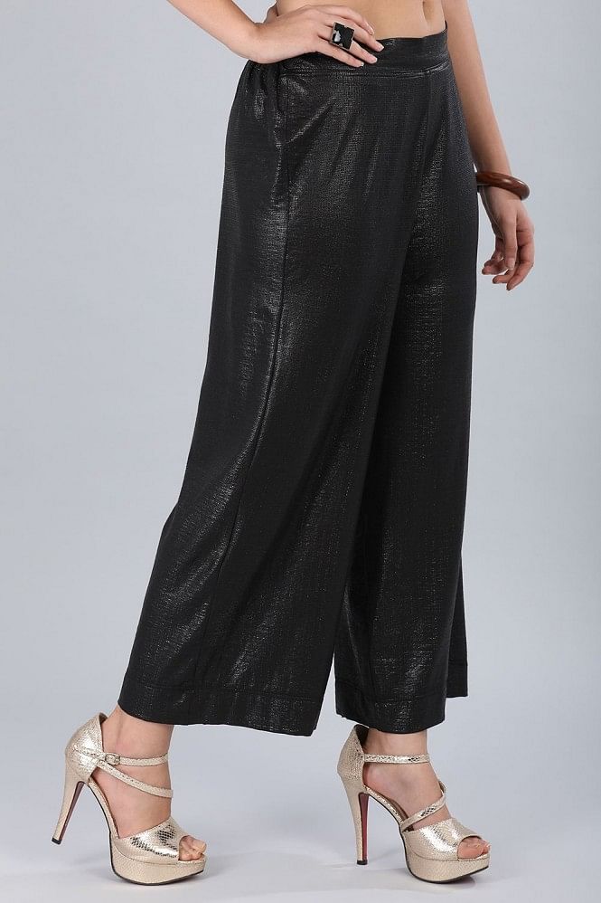 Shimmer High Waisted Pleated Wide Leg Pants