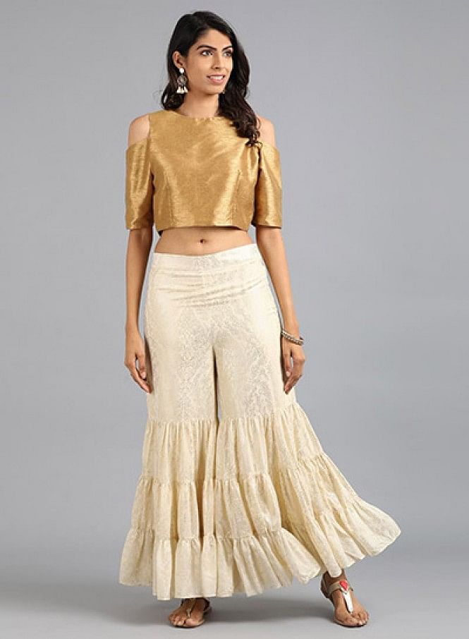 Buy Kaia White Cotton Mul Embroidered Kurta Sharara Set Online | Aza  Fashions