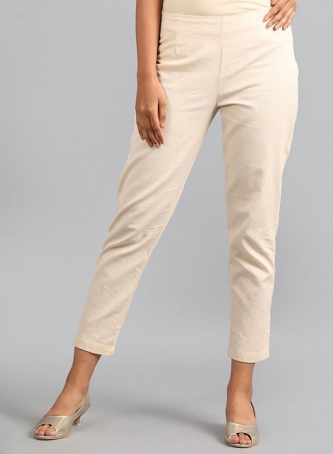 NTX  Womens Cotton Flex Ankle Length Trouser PantsRegular Pants for Women  Biscuit Colour