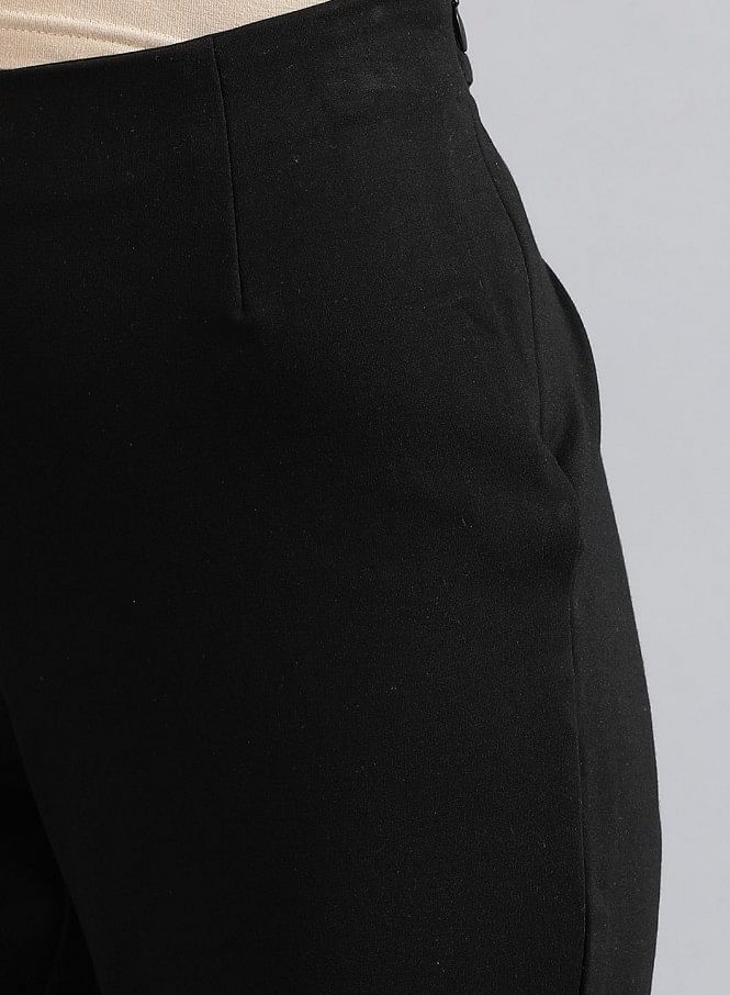 Buy KOTTY Women Solid Polyester Blend Black Trouser Black26 at Amazonin