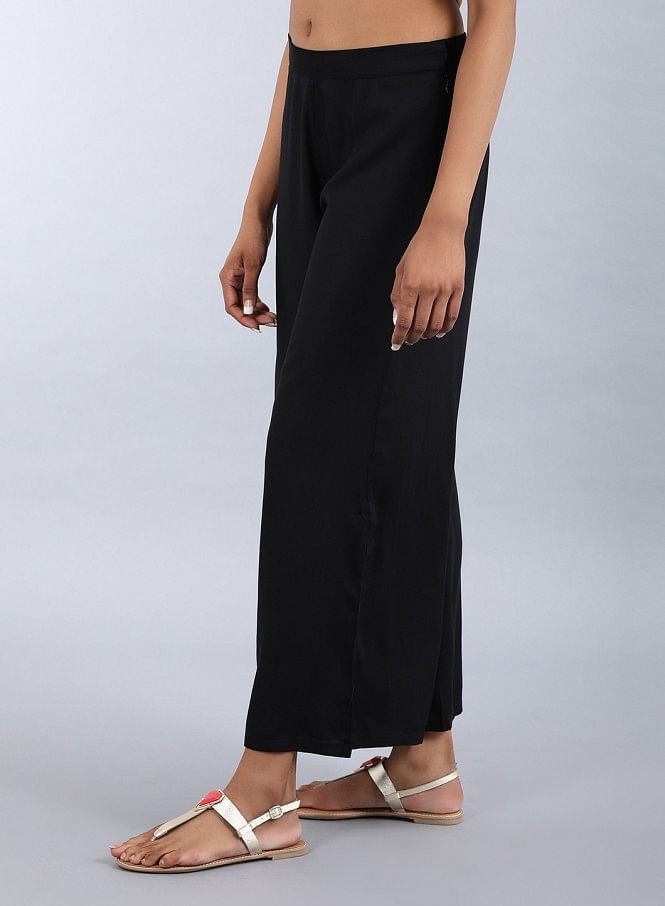 NEUDIS Women Black Twill Parallel Trousers : Amazon.in: Fashion