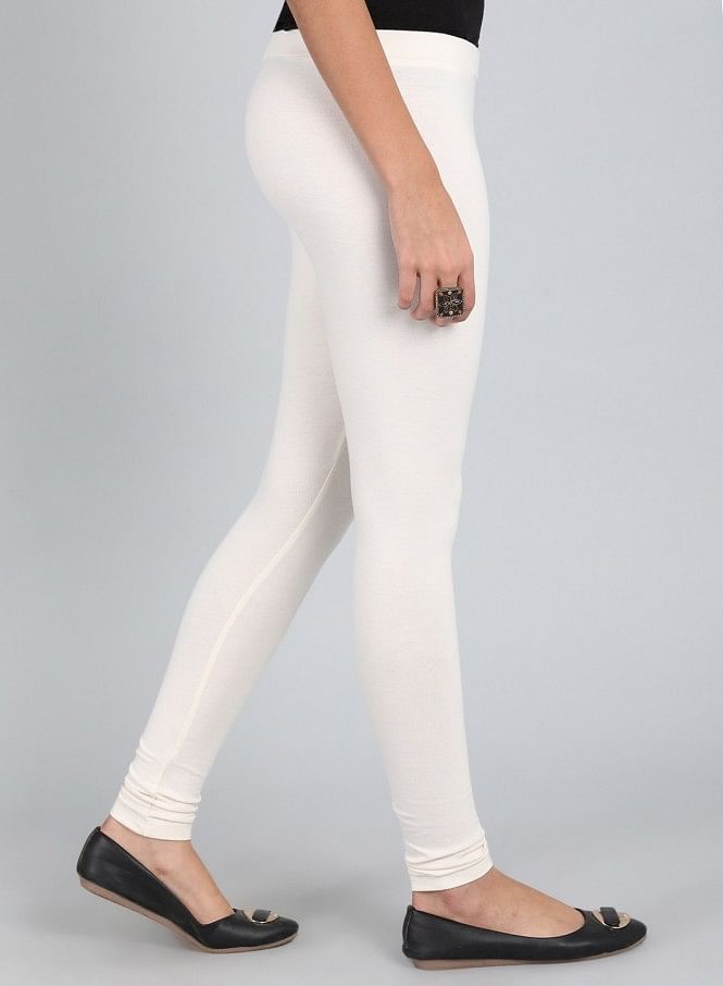 Buy DE MOZA Off White Womens Solid Ankle Length Leggings | Shoppers Stop