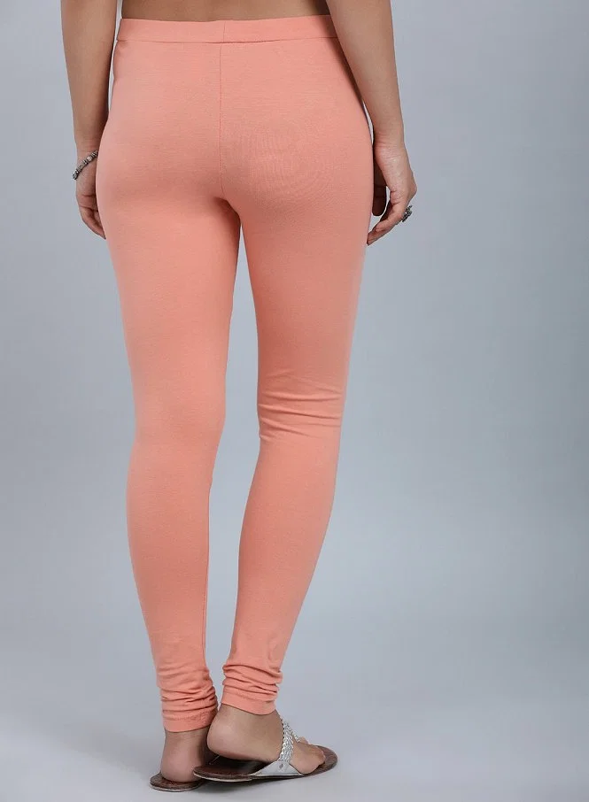 Peach Microfiber Ankle Length Footless Tights Style# 1025