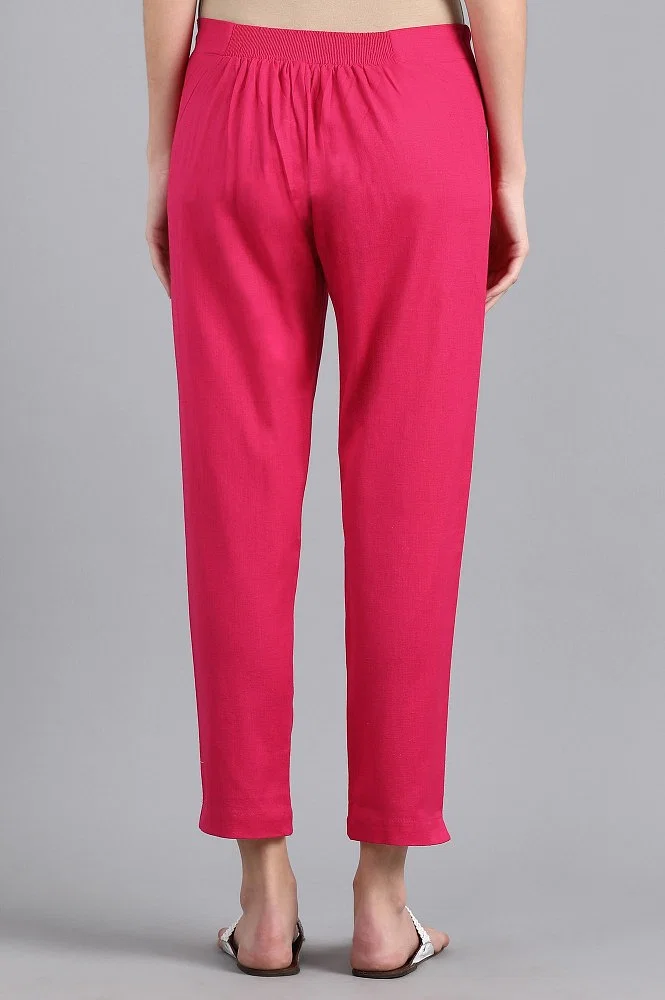 Buy Pink Solid Trousers Online - W for Woman