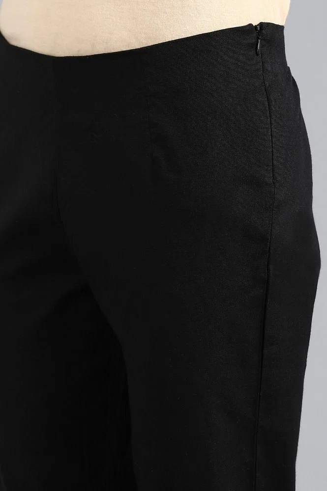 Buy Women Black Regular Fit Solid Casual Trousers Online - 856265