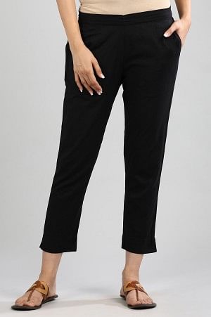 Black Solid Trousers