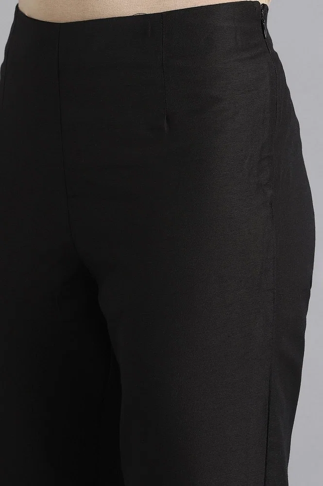 Buy Black Solid Trousers Online - W for Woman