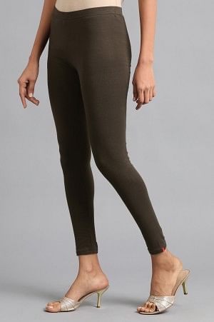 Brown Microfiber Ankle Length Footless Tights Style# 1025