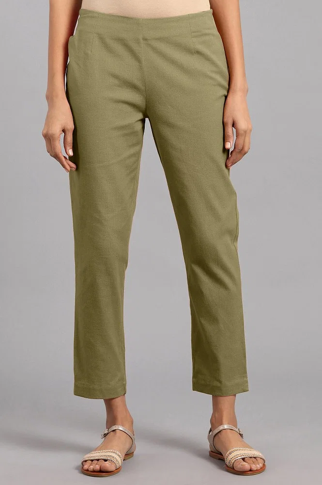 Buy Olive Green Trousers & Pants for Women by FUELLE Online