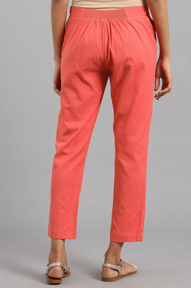 Red Rayon Ankle Length Pant-33691