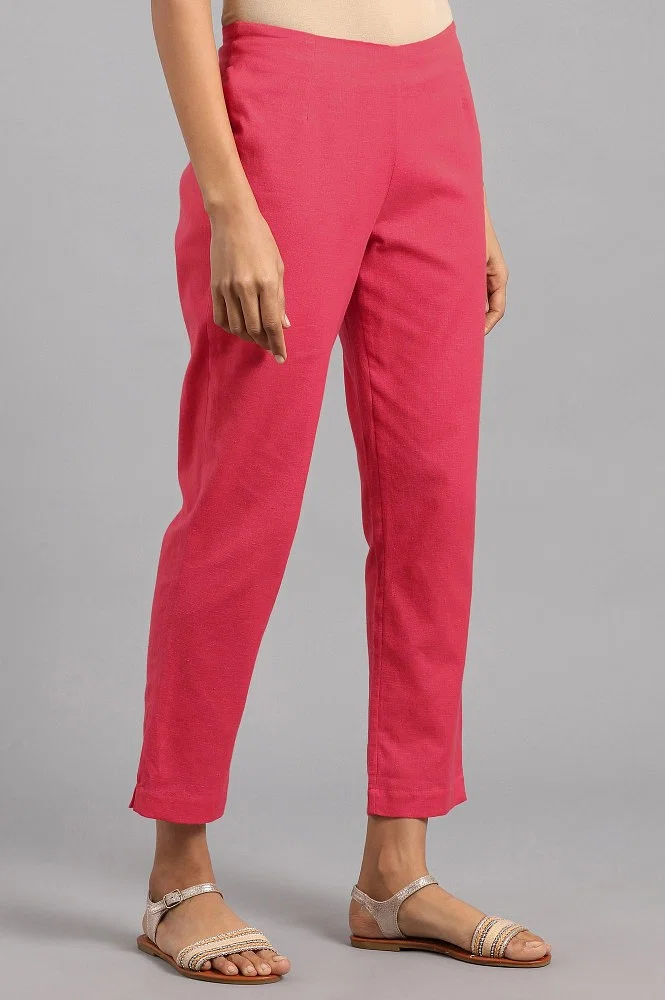 Buy Pink Solid Trousers Online - W for Woman