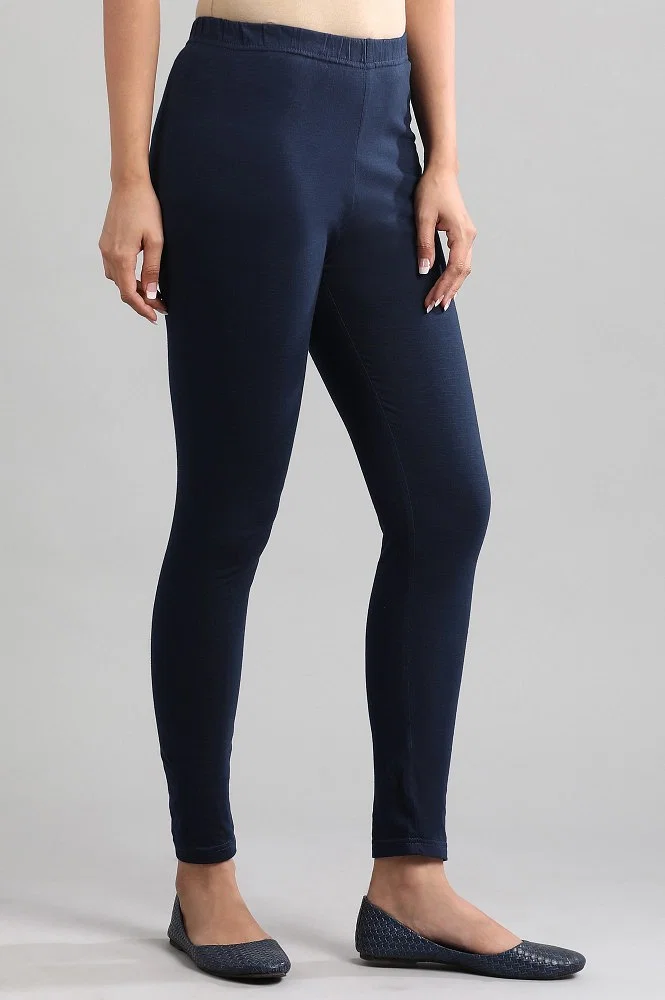 Buy Blue Yarn-dyed Winter Tights Online - Aurelia