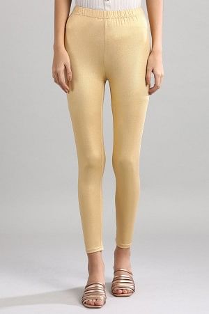 Girls Gold Shimmer Cable Knit Leggings - Nonsuch