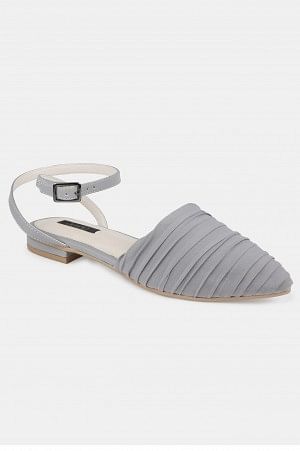 Grey Pointed Toe Striped Flat - ZBridget