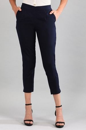Navy Solid Trousers