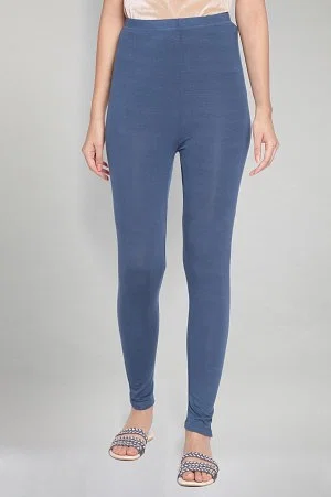 Buy Grey with navy blue combination skin fit leggings at