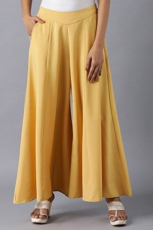 Yellow solid flared palazzo 