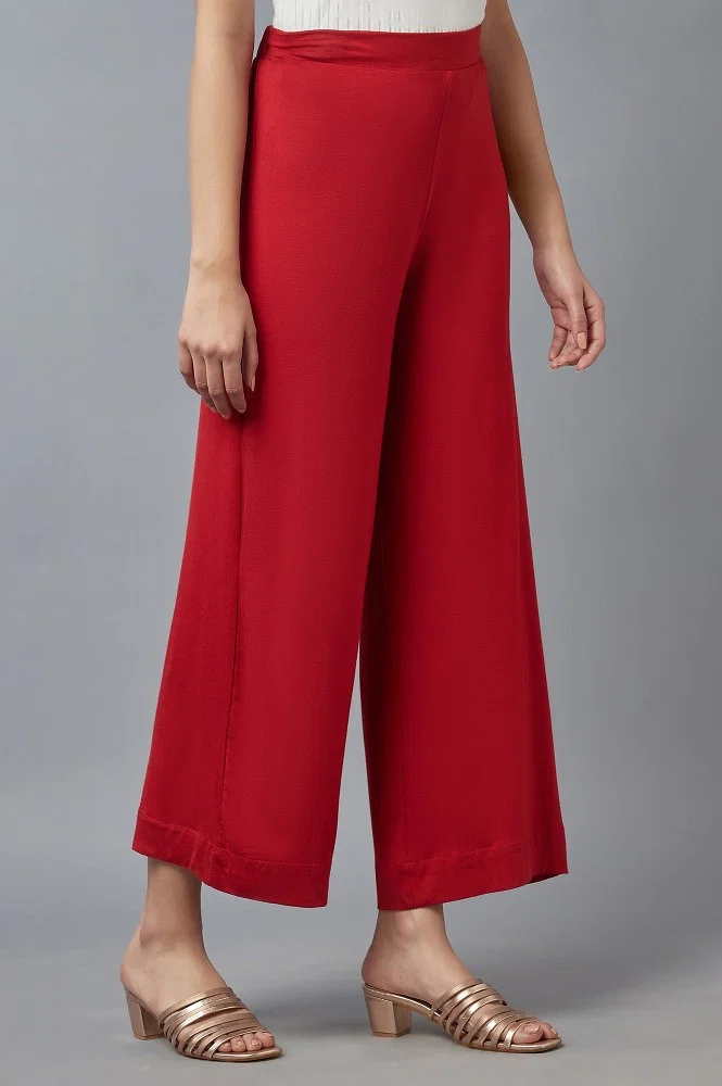 Buy Red Straight Palazzo Online - Aurelia