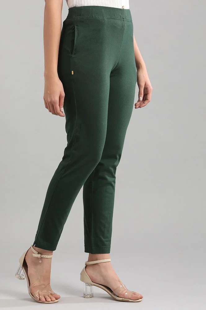 Green Ankle Length Pants