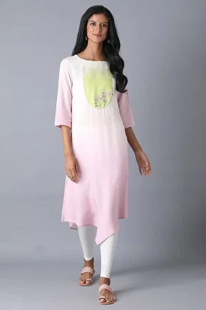 Buy Light Pink Pintuck Cotton Kurta Online - Shop for W
