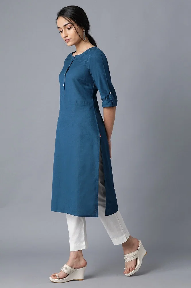 Cotton Blue Kurta Set For Women, Size: 38 To 44 at Rs 1295/piece in Greater  Noida