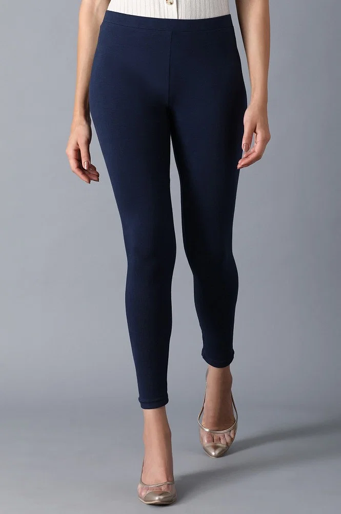 Buy Navy Blue Slim Fit Tights Online - W for Woman