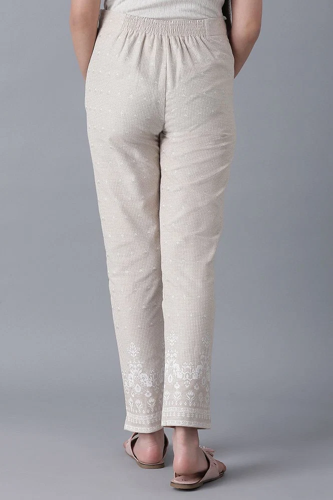 Buy Beige Printed Slim Pants Online - W for Woman