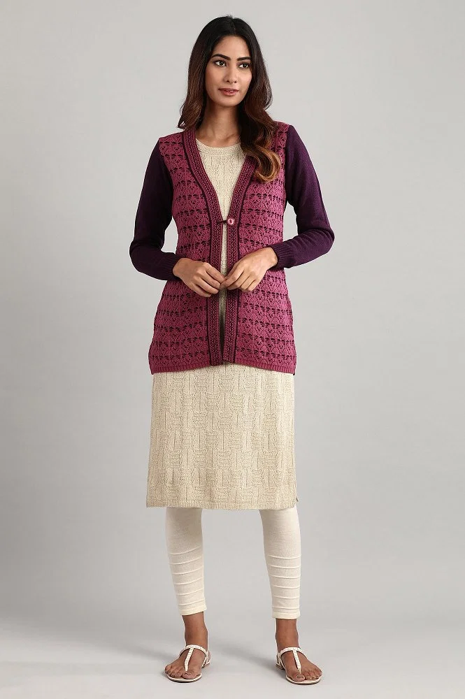 Buy Purple V Neck Full Sleeve Sweater Online Aurelia