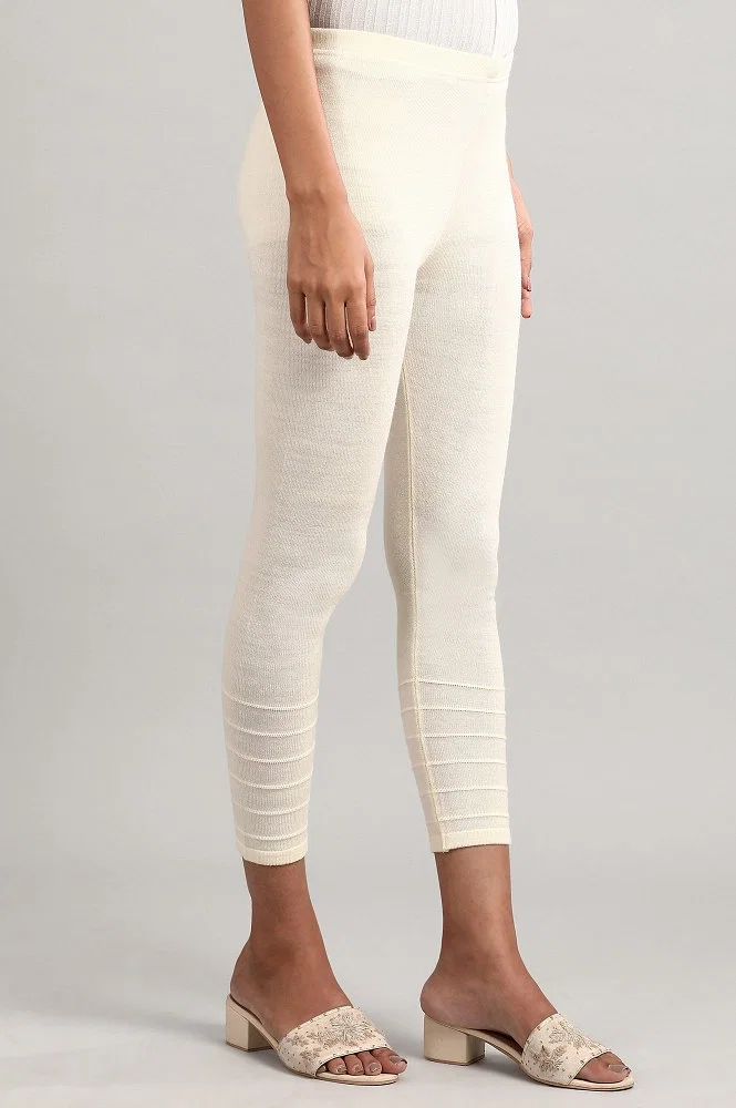 Buy W White Solid Winter Leggings online