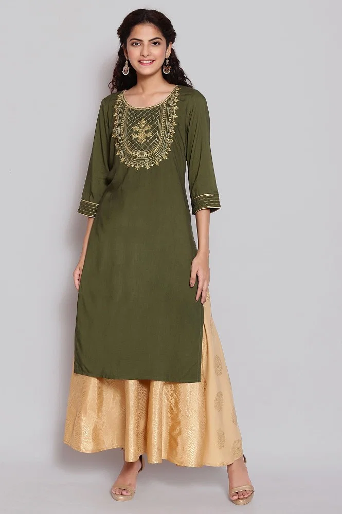 Olive green kurtis best sale