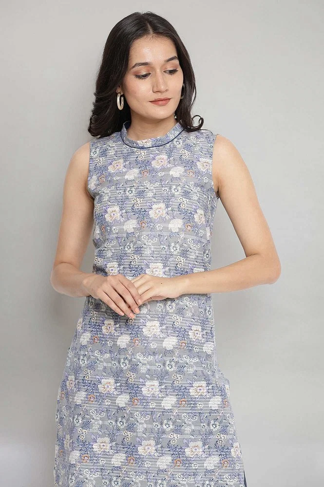 Grey Cotton Basic Sleeveless Dress – Sujatra