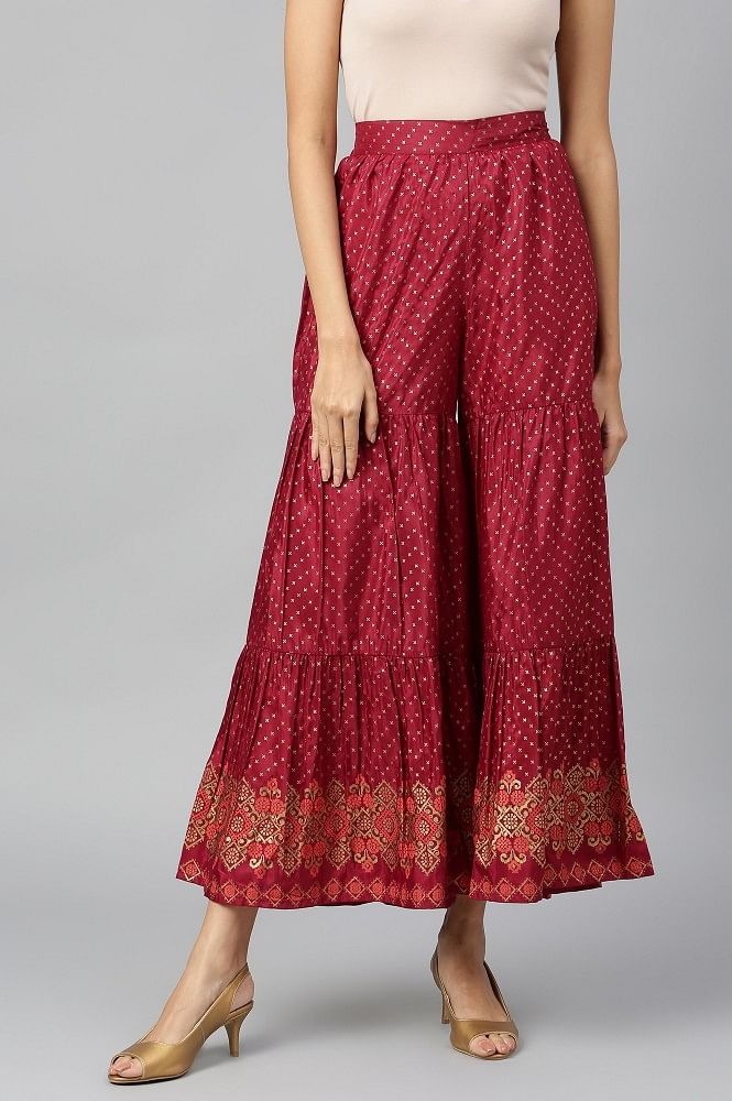 Buy Pehrawa by Buynewtrend Maroon Rayon Ehtnic Printed Women Palazzo Pant  Online at Best Prices in India  JioMart
