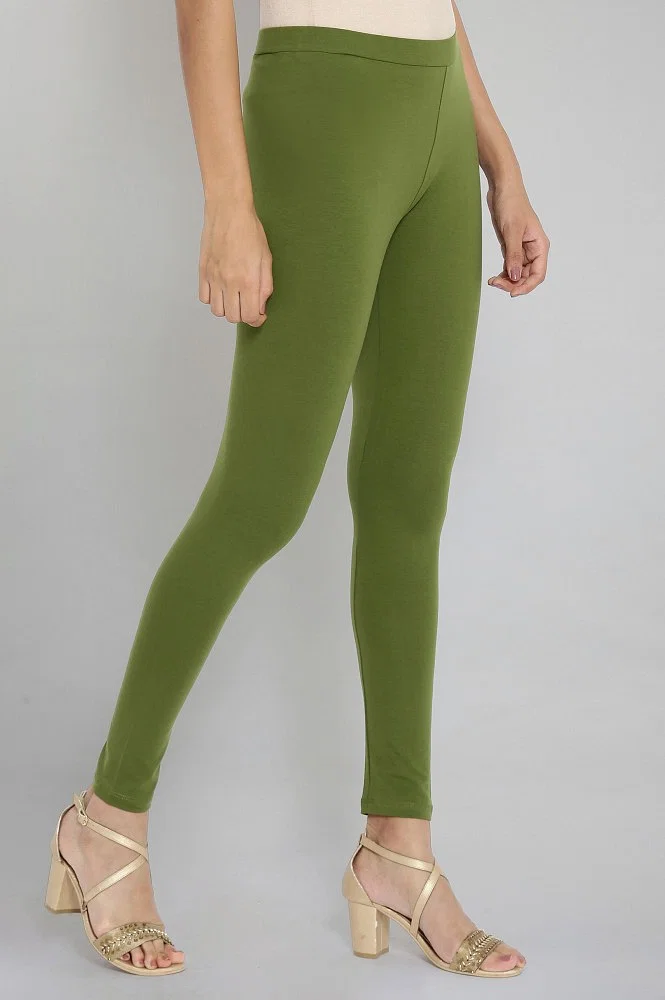 Buy Olive Green Solid Tights Online - W for Woman