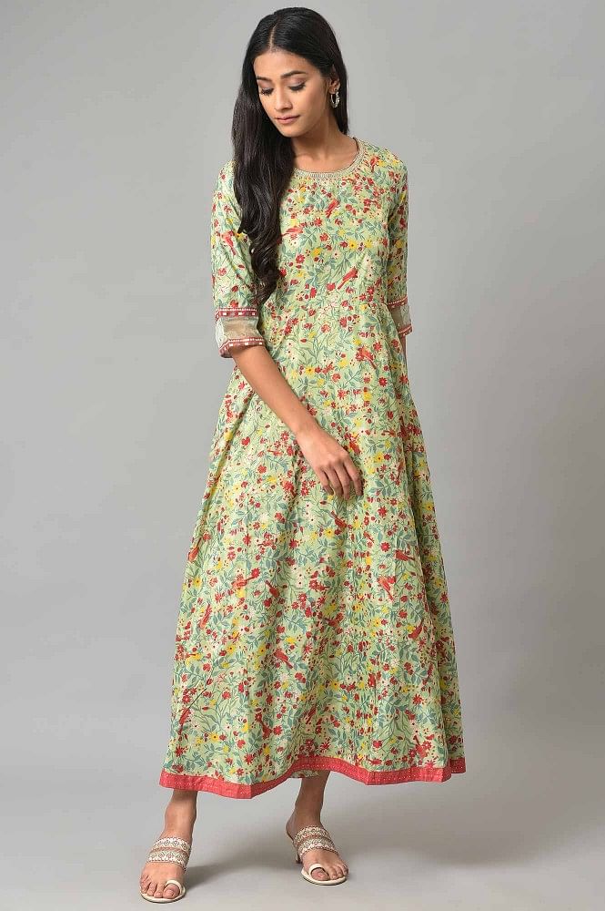 Lime Green Lehenga in Zardozi Embellished Gown in Raw Silk – Nameera by  Farooq