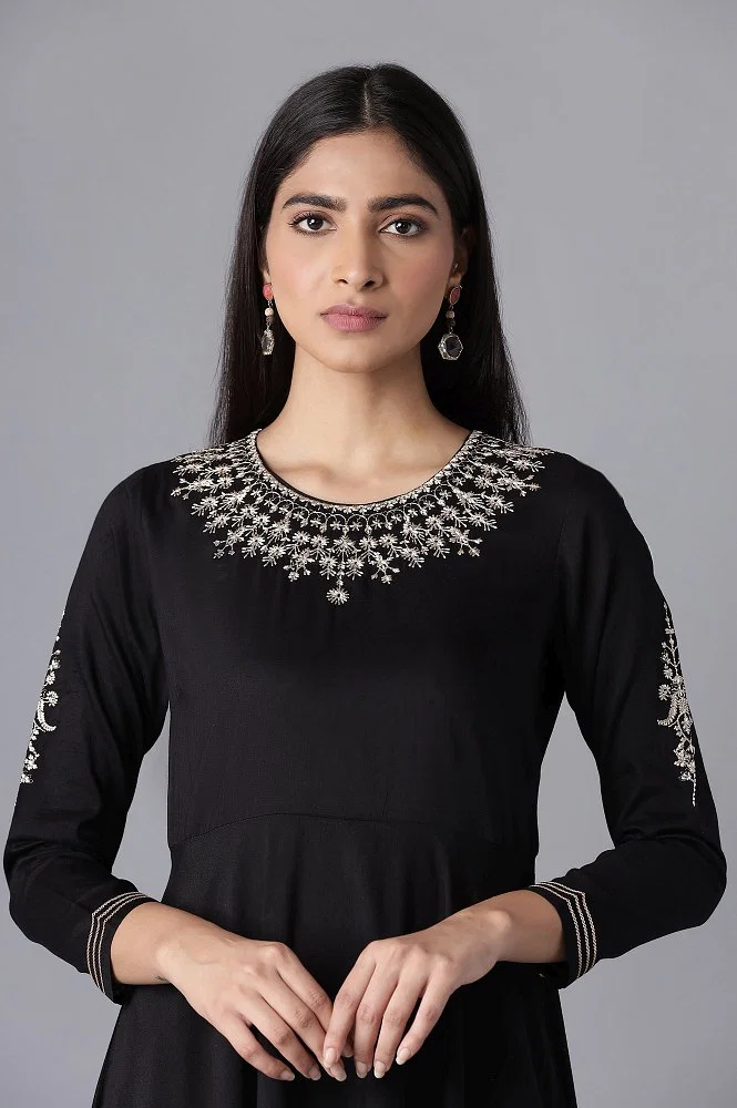 Women's Plus Size Ambrosia Strapless Black Embroidered Dress