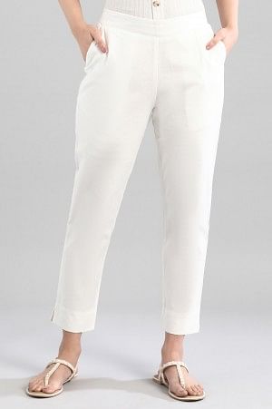 White Ankle Length Trousers