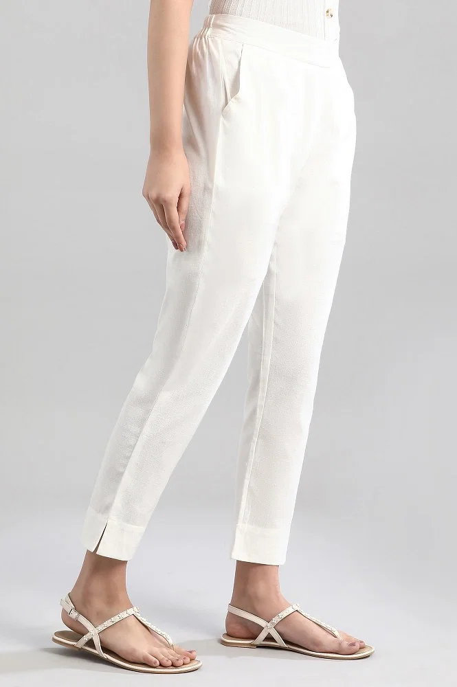 Buy White Ankle Length Trousers Online - Aurelia
