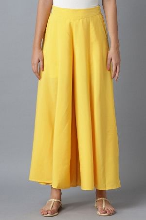 Yellow Solid Flared Palazzo