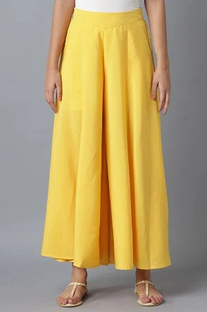 Buy online Gold Solid Flared Palazzo from Skirts, tapered pants & Palazzos  for Women by W for ₹1400 at 50% off