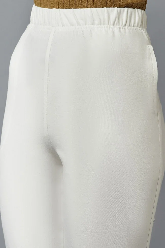 Buy Online - Women's White Cotton Lycra Pant