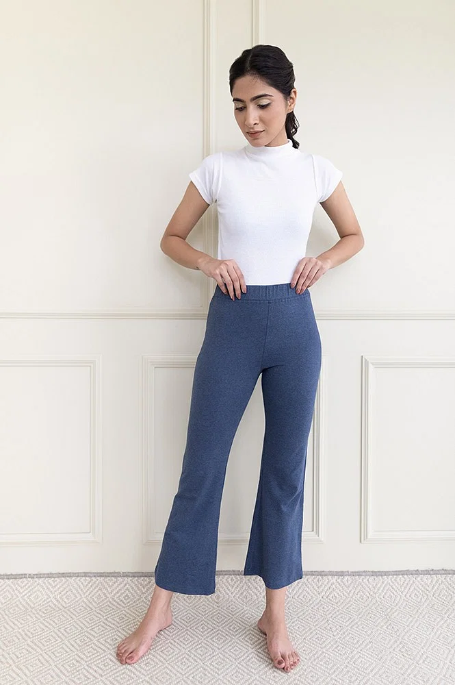Buy Blue Flared Yoga Pants Online - Aurelia