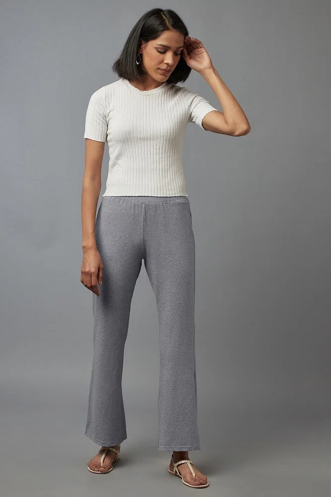 Buy Grey Flared Yoga Pants Online - Aurelia