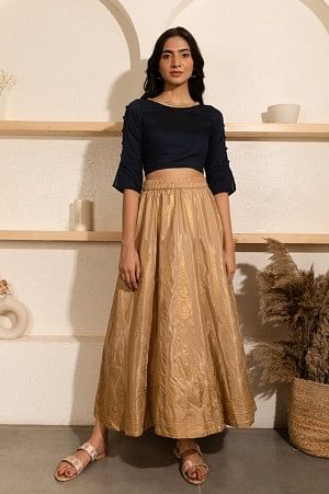 Gold Skirt with Foil Print