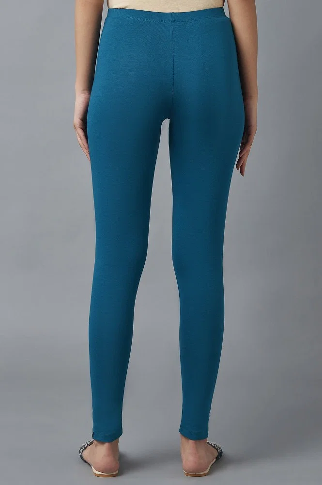 Cotton Lycra 2w Stretchable Soft Women Leggings Royal Blue Color Women's  Bottom Wear - Finebuy
