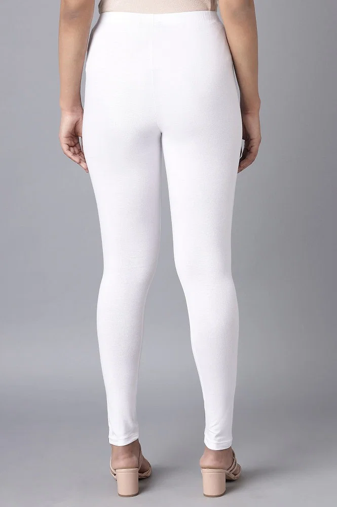 Buy White Cotton Lycra Skin Fit Tights Online - Aurelia