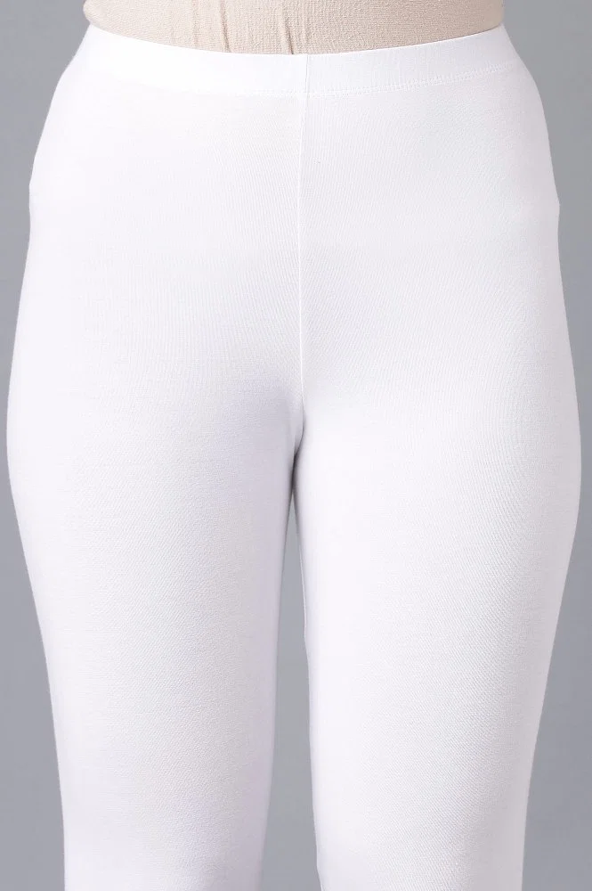 Sofra Women & Plus Cotton High Waist Full Length Cotton Workout Leggings  (White, L)