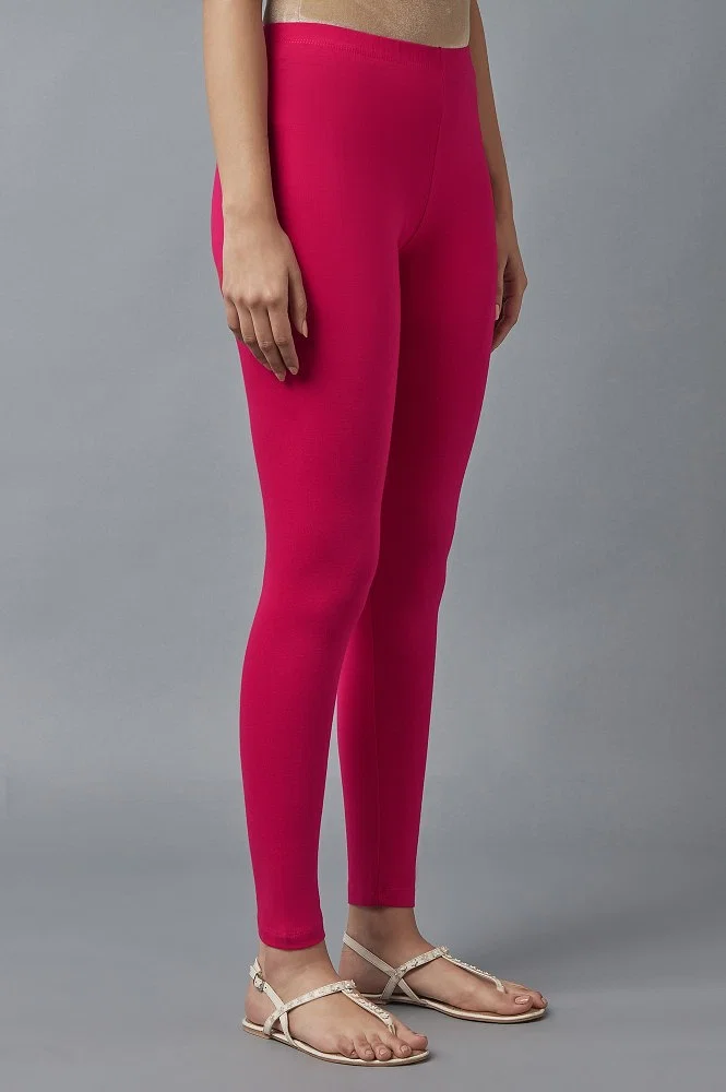 Dark Pink Color Lycra Leggings Online - 65011-Dark Pink