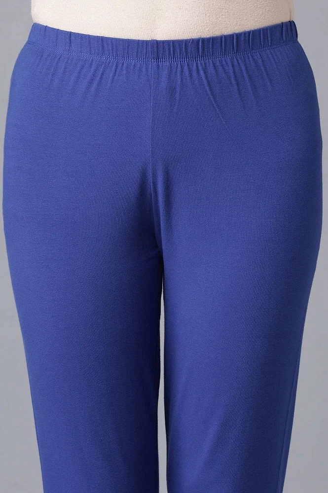 Cotton Lycra Casual Wear Ladies Royal Blue Plain Leggings at Rs